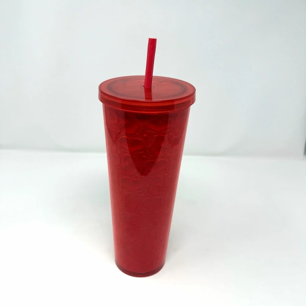 Starbucks Red Heart Pattern Tumbler